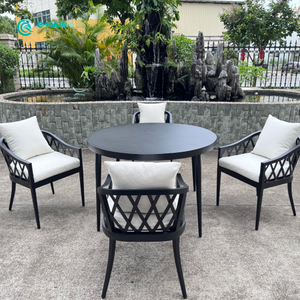 Elegant Outdoor Furniture Aluminum Dining Chair And Round Table Set All Weather Frabric Dining Set for Home Garden