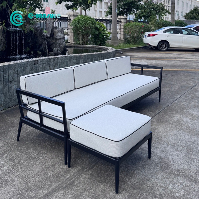 Casual Style Outdoor Sofa Furniture Aluminum Frame Combination Sofa Set Garden Sofa With Ottoman for Villa Courtyard