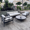 Contemporary Garden Furniture Quality Aluminum Frame Sofa Set All Weather Leisure Sofa Chair With Round Coffee Table For Home Villa