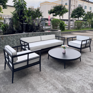 Contemporary Garden Furniture Quality Aluminum Frame Sofa Set All Weather Leisure Sofa Chair With Round Coffee Table For Home Villa