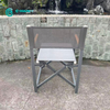 Nordic Simple Outdoor Furniture Aluminum Frame Folding Chair With Teak Wood Armrest Patio Director Camp Chair for Villa Courtyard