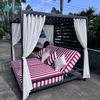 Nordic Style Udend&oslash;rs m&oslash;bler Aluminiumsramme Daybed med hvidt gardin All Weather Have Square Solseng til Home Hotel Courtyard