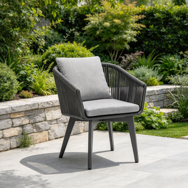 Tr&auml;dg&aring;rdsmatsalsm&ouml;bler Industriell KD Design repstol i aluminiumram med vattent&auml;t kudde f&ouml;r uteplats innerg&aring;rd