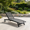 Wholesale Garden Furniture Aluminum Frame Sun Lounger Woven Rope Chaise Lounge Chair Poolside Sunbed with Wheels for Hotel Resort