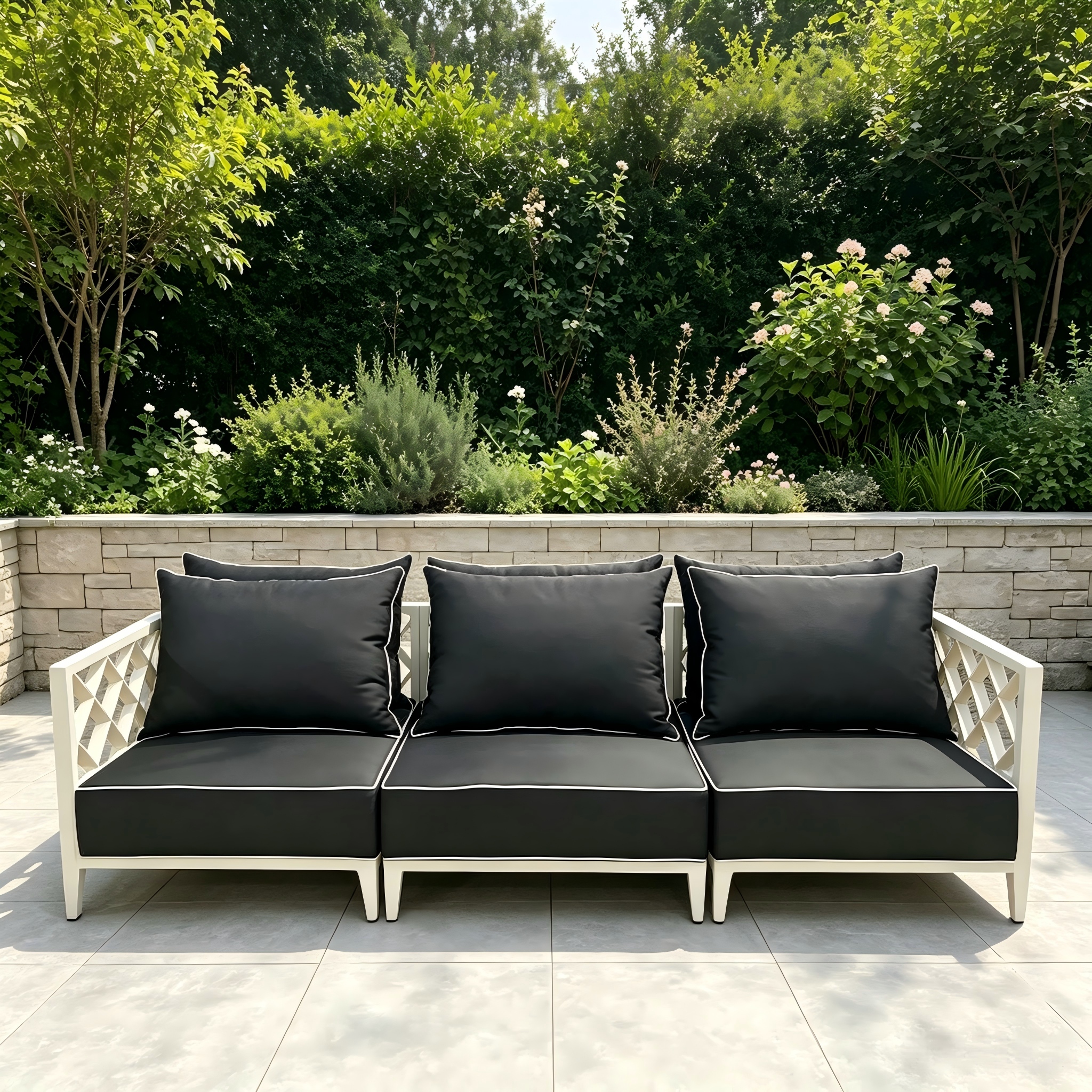 Modern Elegance ທົນທານອາລູມິນຽມ sofa ກາງແຈ້ງສໍາລັບ Courtyard ເຮືອນ