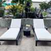 Garden Furniture Powder Coated Aluminum Frame Sun Lounger Poolside Chaise Lounge Chair with Coffee Table Beach Sunbed for Resort
