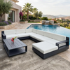 Classic Style Outdoor Sofa Furniture Quality L Shape Aluminum Frame Sofa Chair with Coffee Table Set for Villa