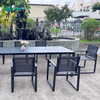 Modern Simple Outdoor Dining Furniture Aluminum Frame And Textilene 8+1 Patio Dining Chair With Long Table Set for Villa Courtyard