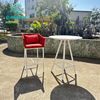 Outdoor Red Webbing Weaved Bar Stool Powder Coated Aluminum Bar Chair