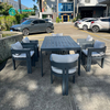Contemporary Outdoor Furniture Powder Coated Aluminum Frame Dining Chair with Rectangle Table Patio 6+1 Dining Set for Garden Restaurant