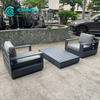 Minimalist Style Single Seat All Weather Aluminum Sofa Garden Leisure Sofa with Coffee Table Set for Home Courtyard