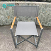 Nordic Simple Outdoor Furniture Aluminum Frame Folding Chair With Teak Wood Armrest Patio Director Camp Chair for Villa Courtyard