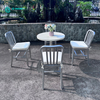 Minimalist Nordic Outdoor Furniture All Aluminum Frame Dining Set Metal Dining Chair with Round Dining Table for Garden Courtyard