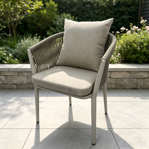 Alti Quality Outdoor Rining Aluminium Frame Dining Chair Rete Chair Rete Finge Single Cathedra Cum Cushion For Home Garden Courtyard