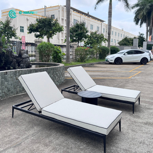 Wholesale Outdoor Sun Lounger Aluminum Frame Chaise Lounge Chair Poolside Sunbed with Tea Table Set for Hotel Resort