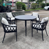Elegant Outdoor Furniture Aluminum Dining Chair And Round Table Set All Weather Frabric Dining Set for Home Garden