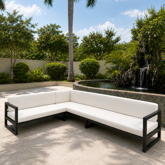 Modern Durable Aluminum Frame Sectional Sofa Garden Combination Sofa Set Patio L Shape Sofa for Viila Courtyard