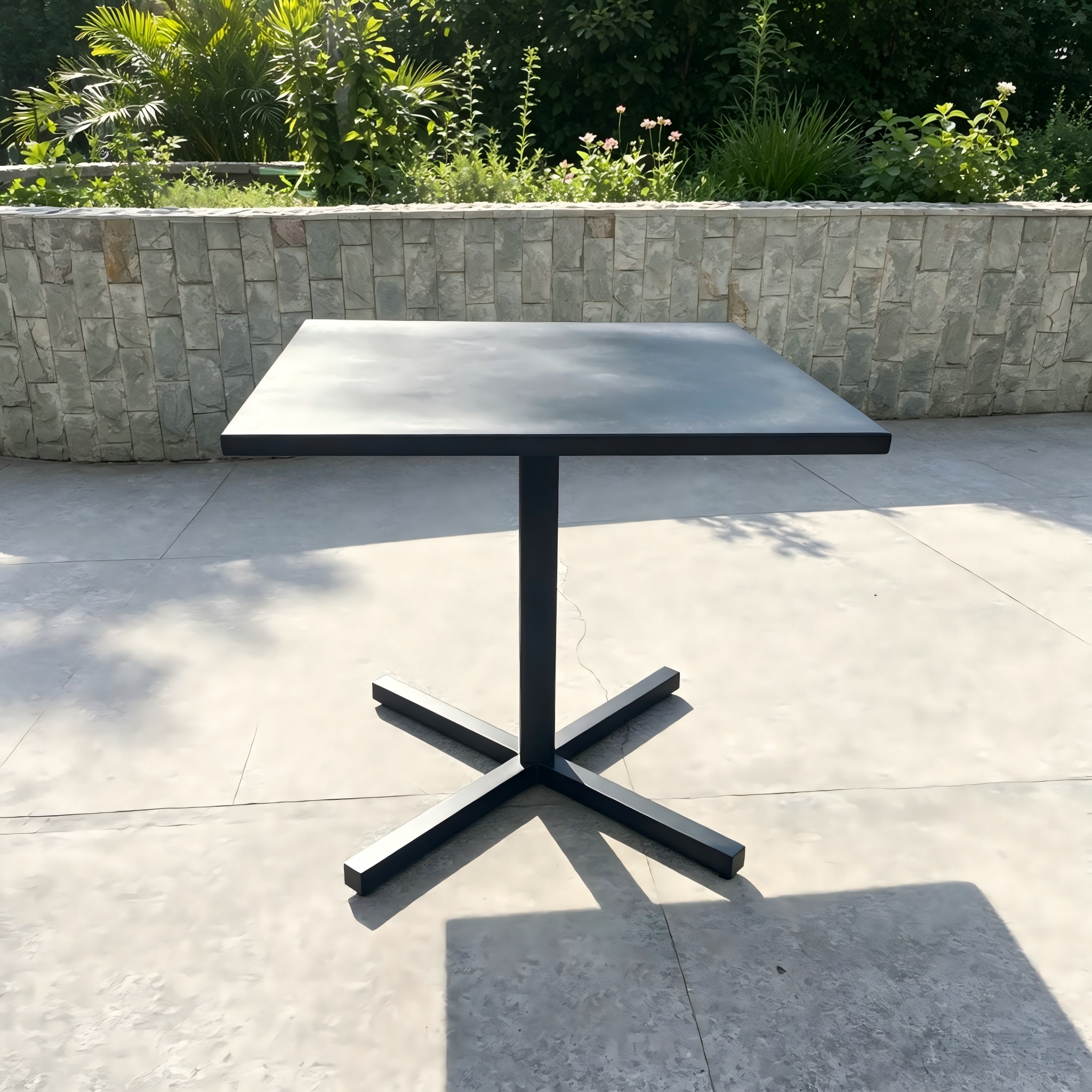 Wholesale Outdoor Dining Table Furniture Durable Aluminum Frame Square Folding Table For Home Patio Restaurant