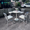 Minimalist Nordic Outdoor Furniture All Aluminum Frame Dining Set Metal Dining Chair with Round Dining Table for Garden Courtyard