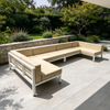 Canap&eacute; modulaire en aluminium avec coussin, ensemble de canap&eacute; d'ext&eacute;rieur sectionnel en forme de U pour jardin