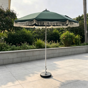 Outdoor Furniture Retro Style Garden Parasol Poolside Round Umbrella Aluminum Frame Sunshade