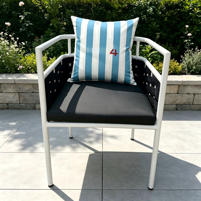 Simple Style Outdoor Furniture Leisure Rope Woven Chair Aluminum Frame Dining Chair For Home Garden Courtyard