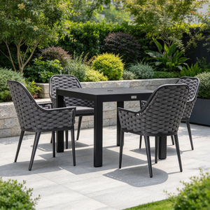 Modern Stylish Outdoor Dining Furniture Aluminum And Elegant Woven Rope Dining Chair With Table for Villa Garden Courtyard