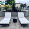 Wholesale Outdoor Sun Lounger Aluminum Frame Chaise Lounge Chair Poolside Sunbed with Tea Table Set for Hotel Resort