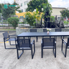 Modern Simple Outdoor Dining Furniture Aluminum Frame And Textilene 8+1 Patio Dining Chair With Long Table Set for Villa Courtyard