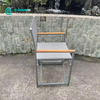 Nordic Simple Outdoor Furniture Aluminum Frame Folding Chair With Teak Wood Armrest Patio Director Camp Chair for Villa Courtyard