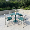 Minimalist Nordic Outdoor Furniture All Aluminum Frame Dining Set Metal Dining Chair with Round Dining Table for Garden Courtyard