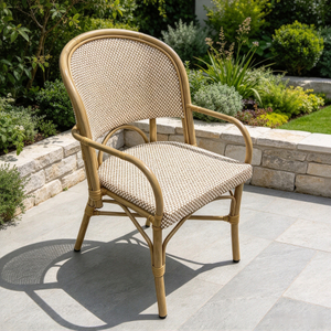 Simple Classical Outdoor Bistro Furniture Quality Aluminum Frame Dining Chair With Elegant Woven Rattan for Home Hotel Restaurant