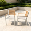 Outdoor Restaurant Furniture Aluminum Frame With Wood Armrest And Backrest Dining Chair Garden Chair 