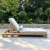 Simple Garden Furniture Teak Wood Frame Sun Lounger Solid Wood Sunbed Patio Poolside Chaise Lounge Chair