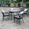 Elegant Outdoor Furniture Aluminum Dining Chair And Round Table Set All Weather Frabric Dining Set for Home Garden