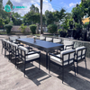 Practical Outdoor Dining Furniture High Quality Aluminum Dining Chair With Long Table Patio 12+1 Dining Set For Garden Restaurant