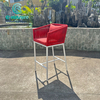 Outdoor Red Webbing Weaved Bar Stool Powder Coated Aluminum Bar Chair