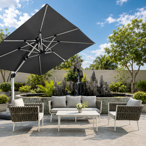 Minimalist Style Outdoor Braided Rope Furniture Series Four-Piece Sofa Set For Villa Garden