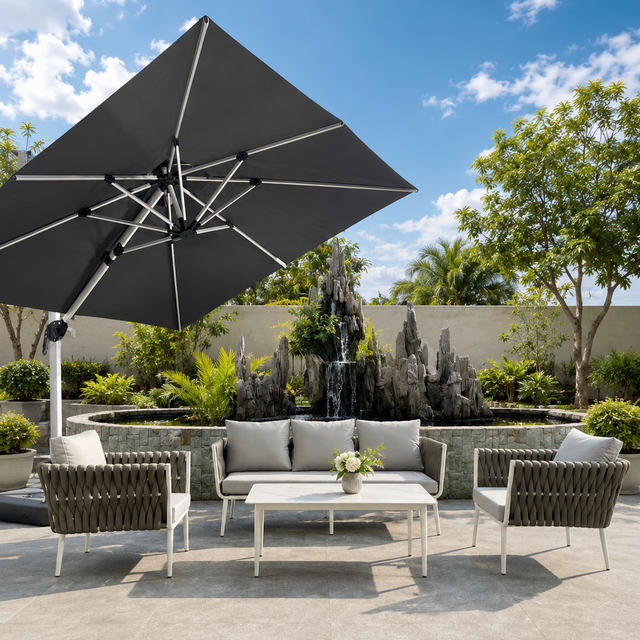 Minimalist Style Outdoor Braided Rope Furniture Series Four-Piece Sofa Set For Villa Garden