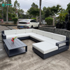 Classic Style Outdoor Sofa Furniture Quality L Shape Aluminum Frame Sofa Chair with Coffee Table Set for Villa
