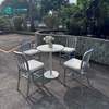 Minimalist Nordic Outdoor Furniture All Aluminum Frame Dining Set Metal Dining Chair with Round Dining Table for Garden Courtyard