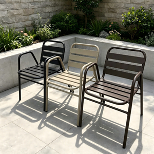 Aluminum Outdoor Furniture Garden Dining Chair High Quality Metal Frame Leisure Chair All Weather Single Chair for Home Patio Courtyard