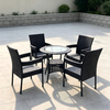 Classical Style Garden Furniture Quality Aluminum Frame Dining Chair And Table Black Rattan 4+1 Dining Set for Outdoor Patio Restaurant