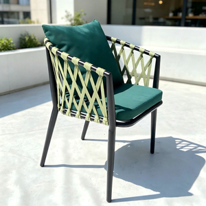 Minimalist Style Outdoor Furniture Powder Coated Blue Rope Series Dining Chair with Table Set 