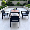 Minimalist Style Outdoor Dining Furniture Aluminum Frame Dining Chair with Wood Armrest Patio 4+1 Dining Set for Home Courtyard