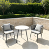 Moderno e minimalista ao ar livre tran&ccedil;ado corda design quadro de alum&iacute;nio cadeira jantar e mesa conjunto para p&aacute;tio jardim