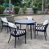 Elegant Outdoor Furniture Aluminum Dining Chair And Round Table Set All Weather Frabric Dining Set for Home Garden