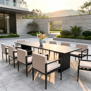 Practical Outdoor Dining Furniture Aluminum Frame Dining Chair With Rectangle Table Set For Villa Restaurant