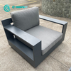 Minimalist Style Single Seat All Weather Aluminum Sofa Garden Leisure Sofa with Coffee Table Set for Home Courtyard