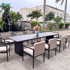 Practical Outdoor Dining Furniture Aluminum Frame Dining Chair With Rectangle Table Set For Villa Restaurant